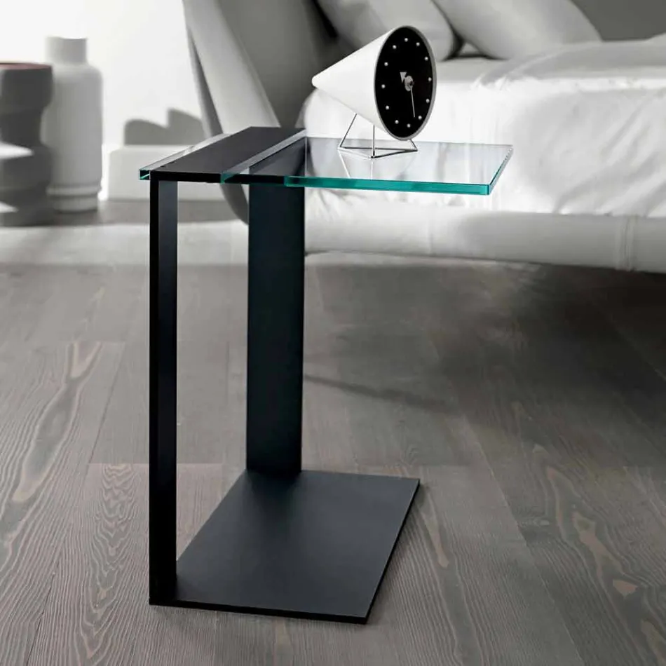 Mesa de centro moderna de metal y vidrio ahumado o vidrio transparente Made in Italy - Teilor Viadurini