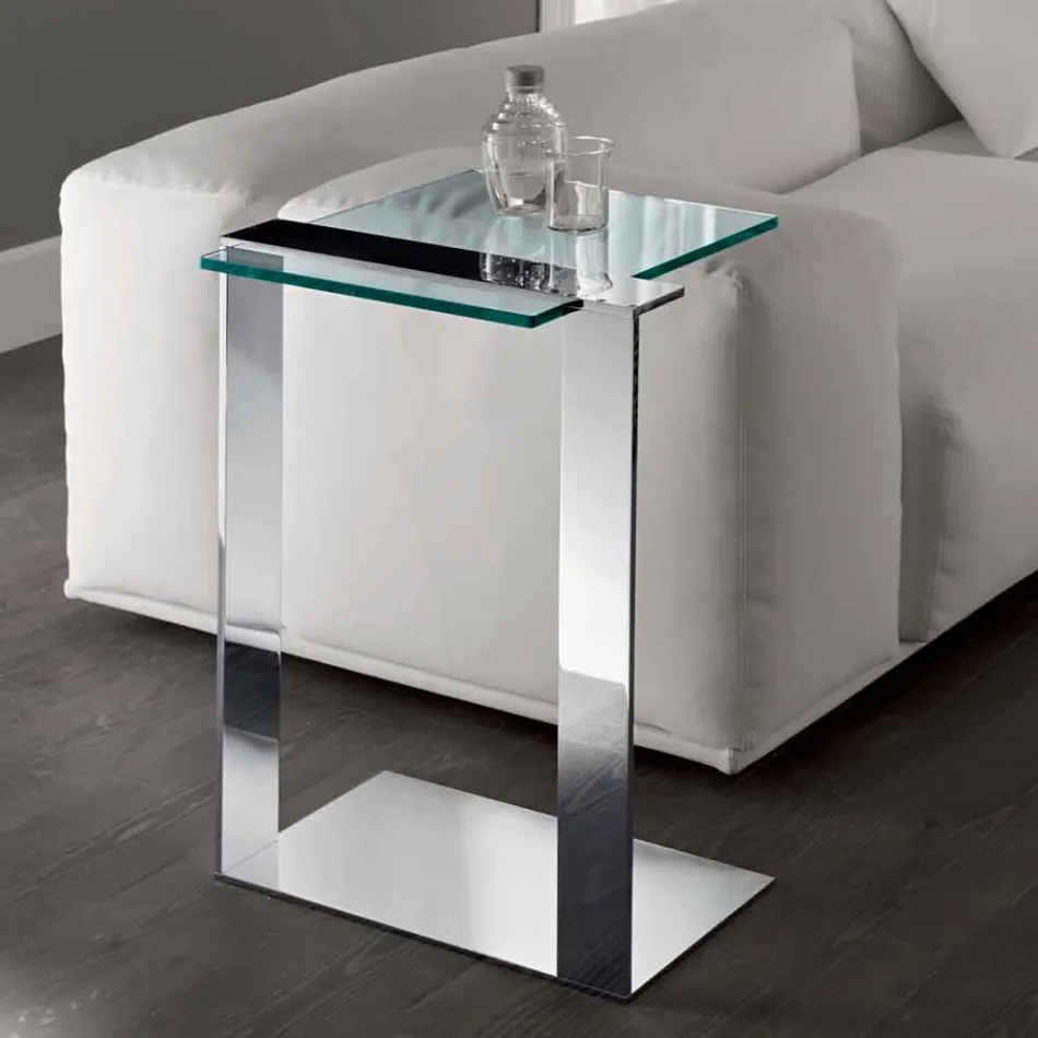 Mesa de centro moderna de metal y vidrio ahumado o vidrio transparente Made in Italy - Teilor Viadurini