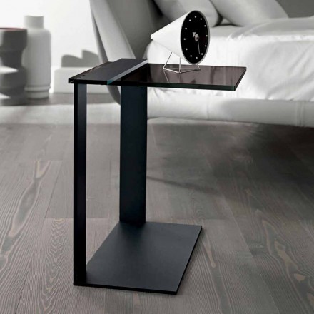 Mesa de centro moderna de metal y vidrio ahumado o vidrio transparente Made in Italy - Teilor Viadurini