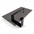 Mesa de centro moderna con tapa de cristal ahumado y base de metal Made in Italy - Scoby