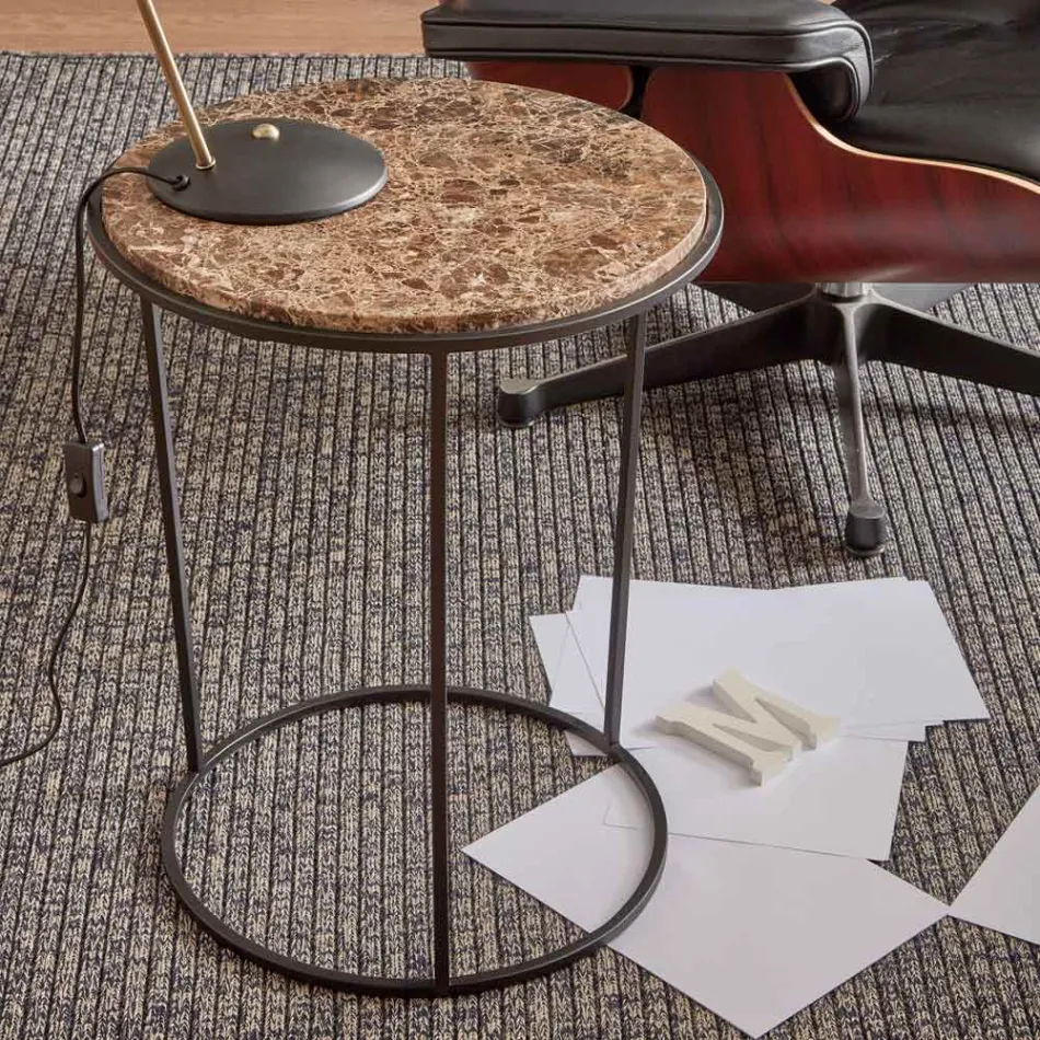 Mesa de centro redonda moderna en metal y mármol de alta calidad - Raphael Viadurini