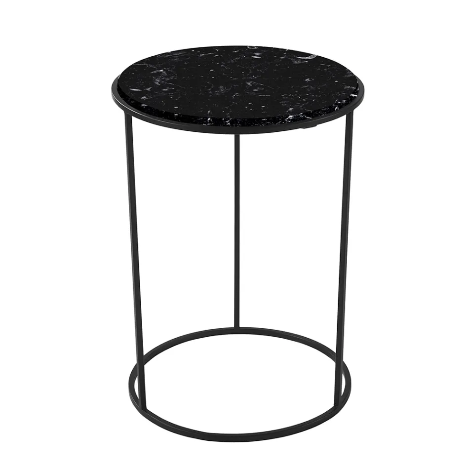 Mesa de centro redonda moderna en metal y mármol de alta calidad - Raphael Viadurini