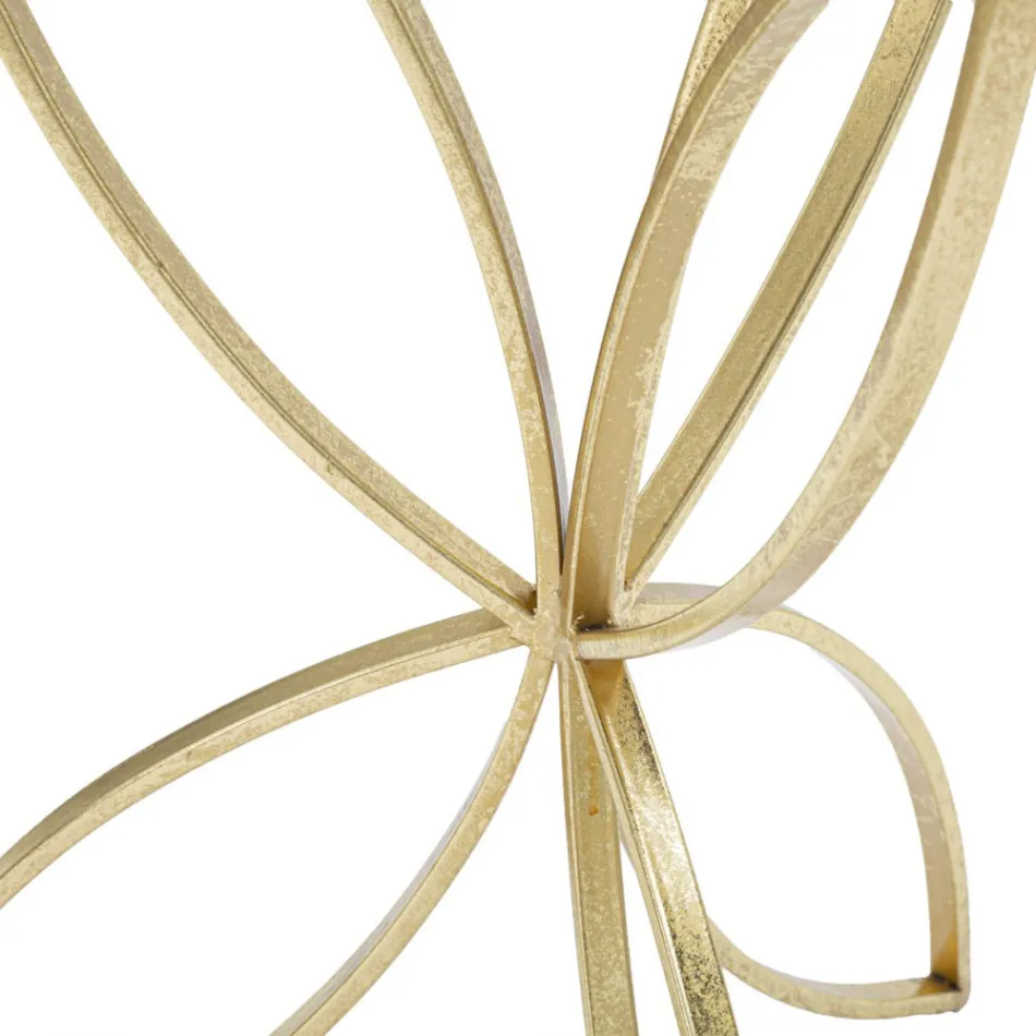 Mesa de centro de hierro dorado con tablero de espejo redondo - Umari Viadurini