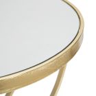 Mesa de centro de hierro dorado con tablero de espejo redondo - Umari Viadurini