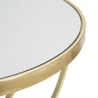 Mesa de centro de hierro dorado con tablero de espejo redondo - Umari Viadurini