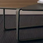 Mesa de centro ovalada en metal y tapa de madera bicolor - Comacchio Viadurini