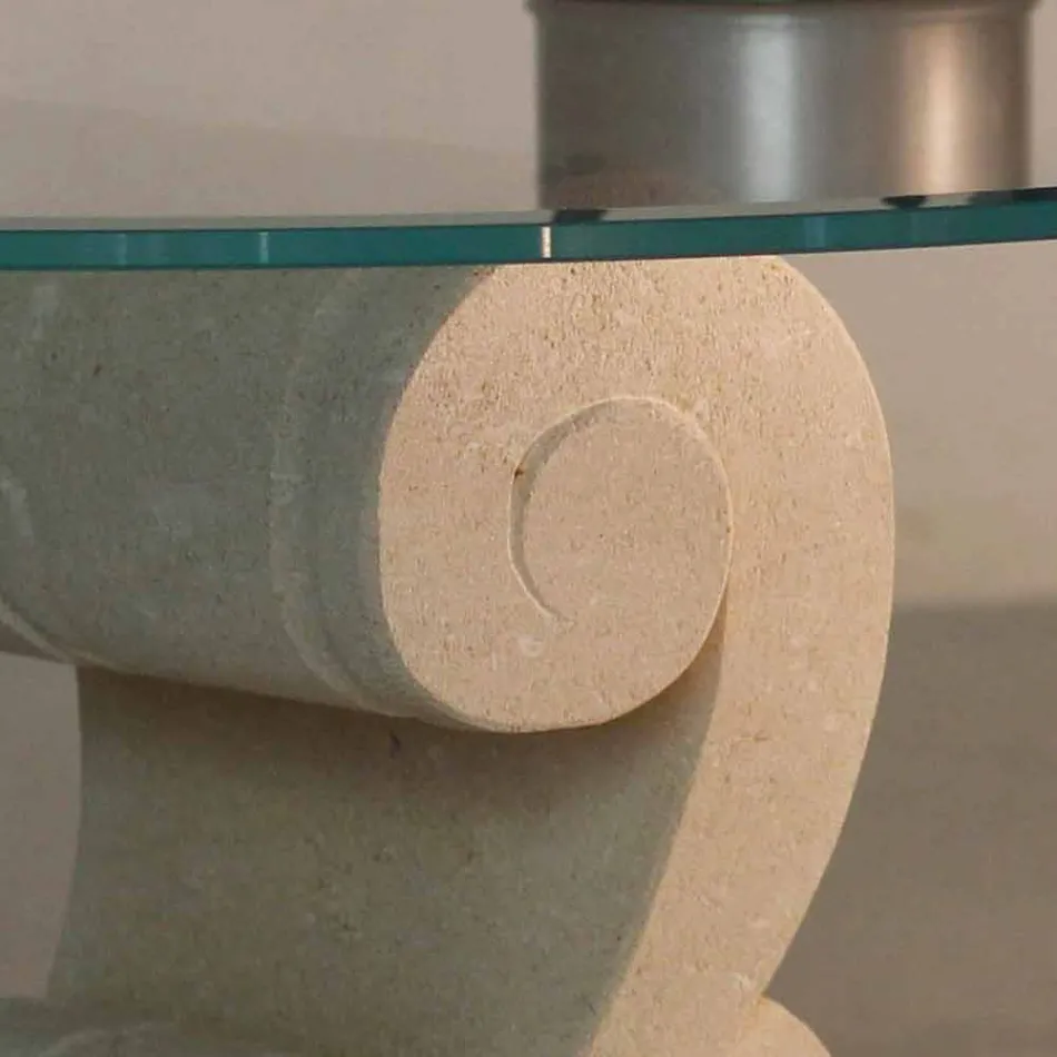 Mesa de centro oval vivir diseño de piedra y cristal Arachne-S Viadurini