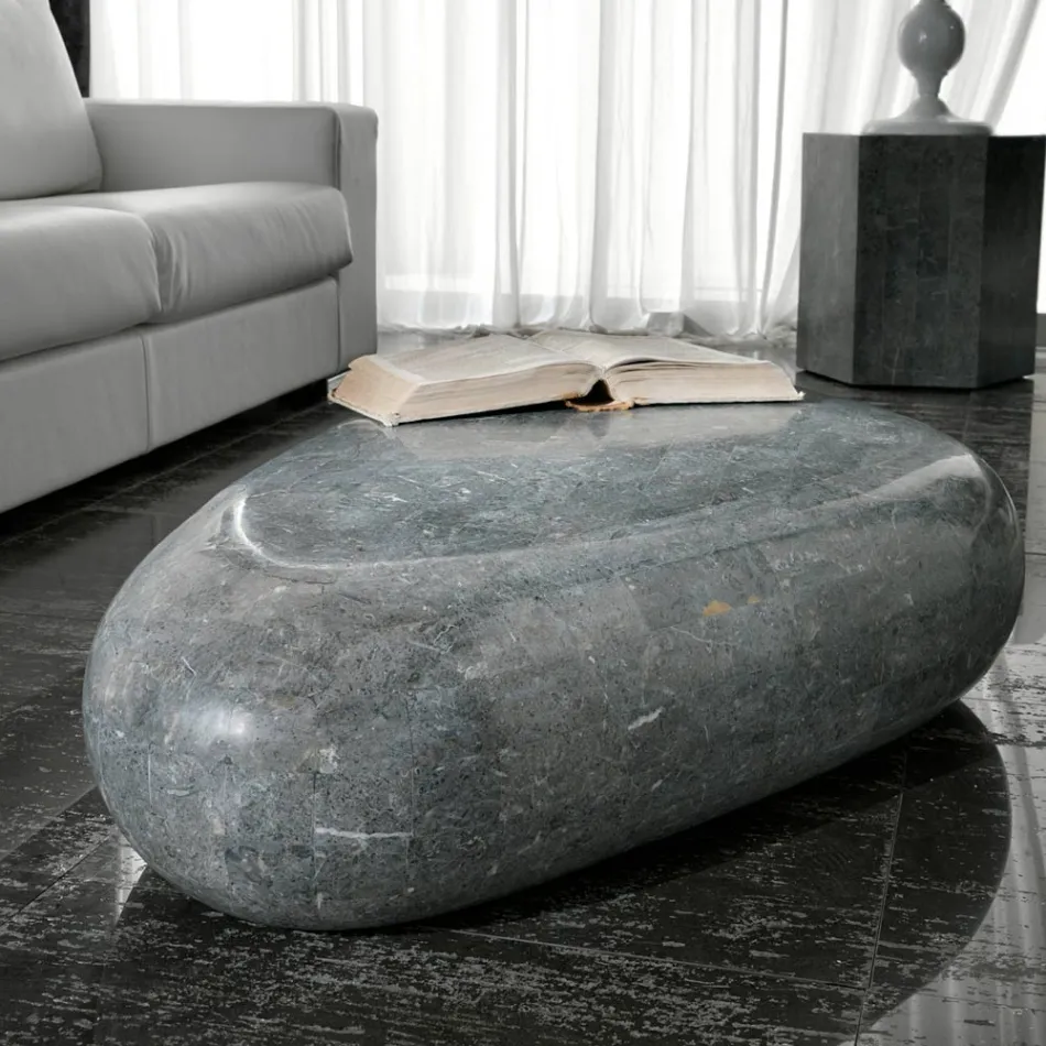 Mesa de centro ovalada en piedra fósil moderna - Avenue Viadurini