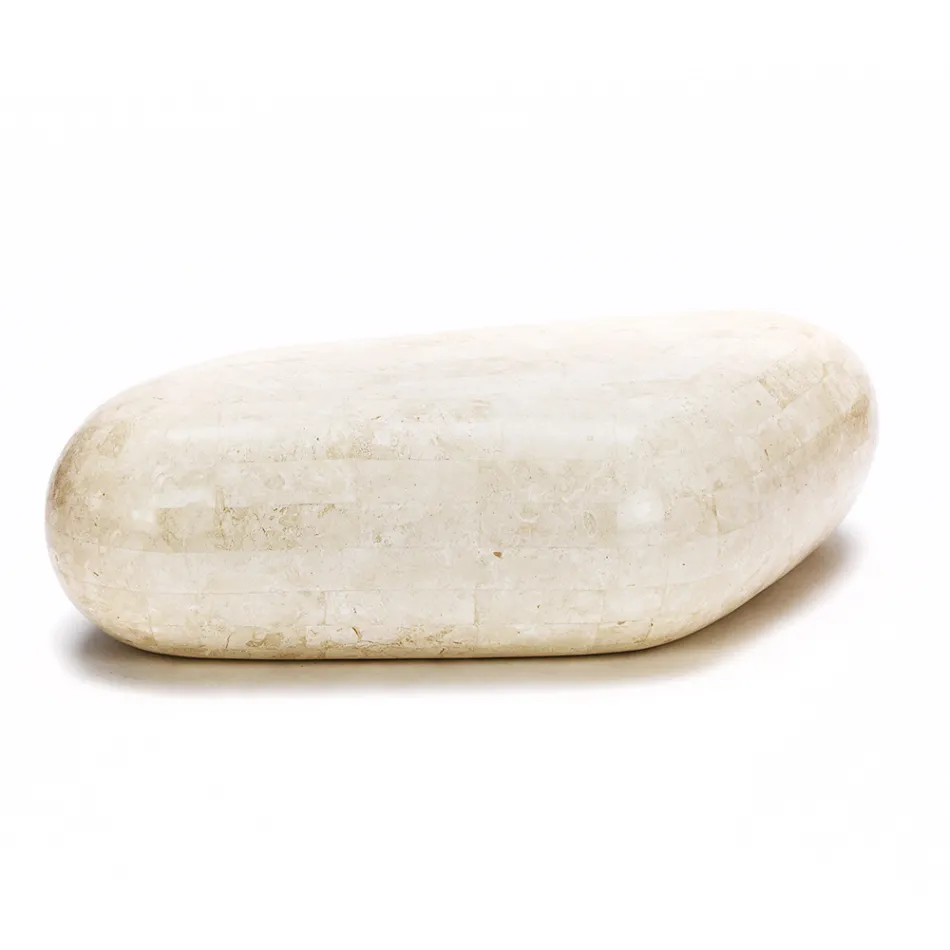 Mesa de centro ovalada en piedra fósil moderna - Avenue Viadurini