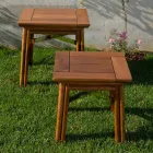 Mesa de centro para exterior en madera natural o negra, 2 tamaños - Suzana Viadurini