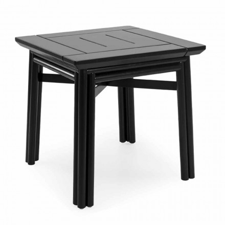 Mesa de centro para exterior en madera natural o negra, 2 tamaños - Suzana Viadurini