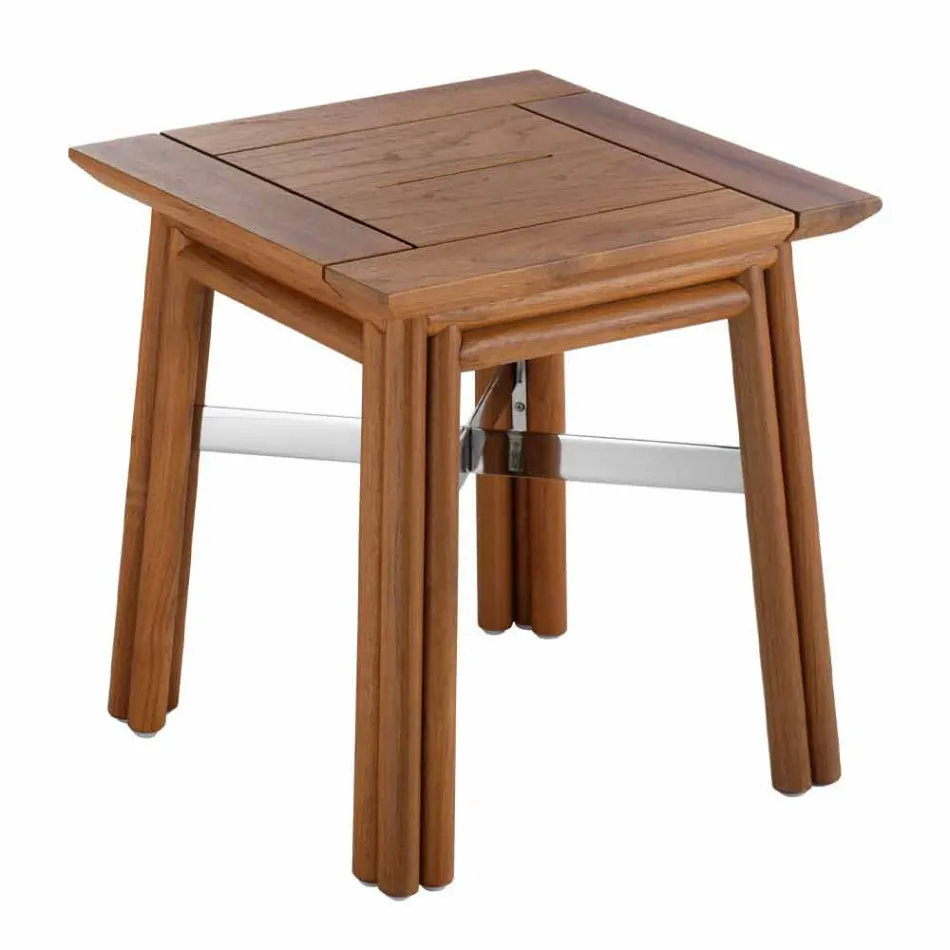 Mesa de centro para exterior en madera natural o negra, 2 tamaños - Suzana Viadurini