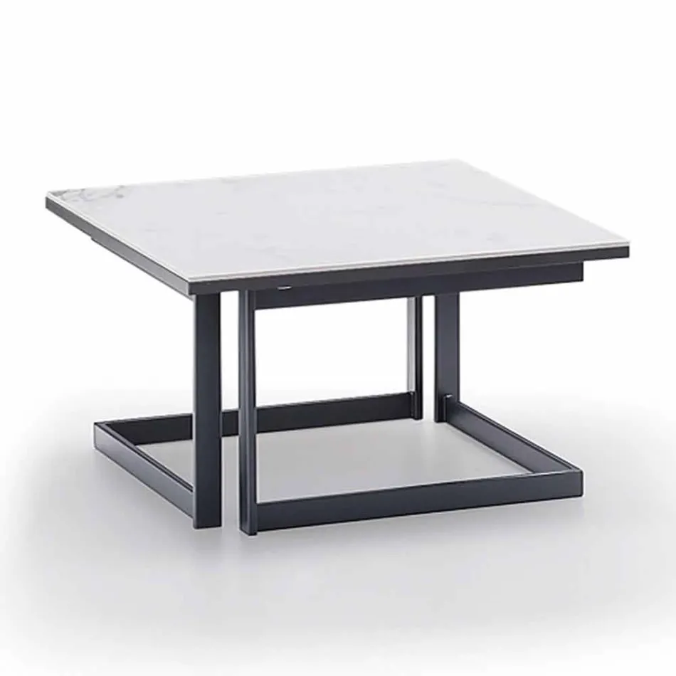 Mesa de centro cuadrada de Gres con base de metal Made in Italy - Albert Viadurini