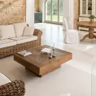 Mesa de Centro Cuadrada en Madera Tropical Reciclada - Slide Viadurini