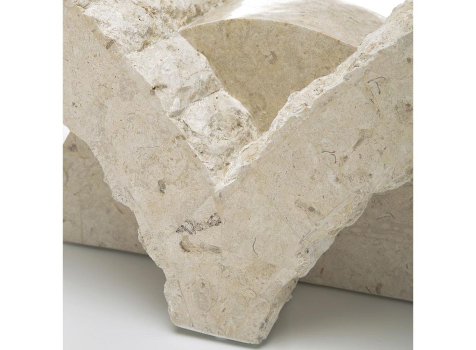 Mesa de centro rectangular con base de piedra fósil blanca - Gardenia Viadurini