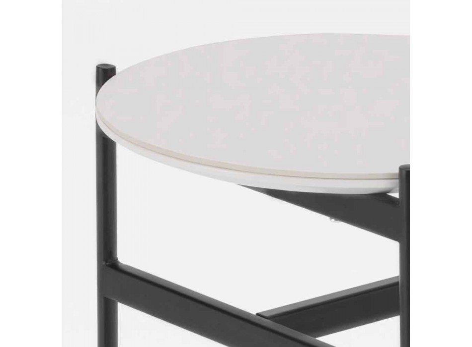 Mesa de centro redonda de diseño moderno de cerámica y metal - Gaduci Viadurini
