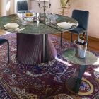 Mesa de centro redonda de diseño en gres y fresno Made in Italy - Bering Viadurini