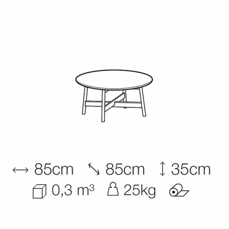 Mesa de centro redonda en mármol y madera de haya Made in Italy - Daniela Viadurini