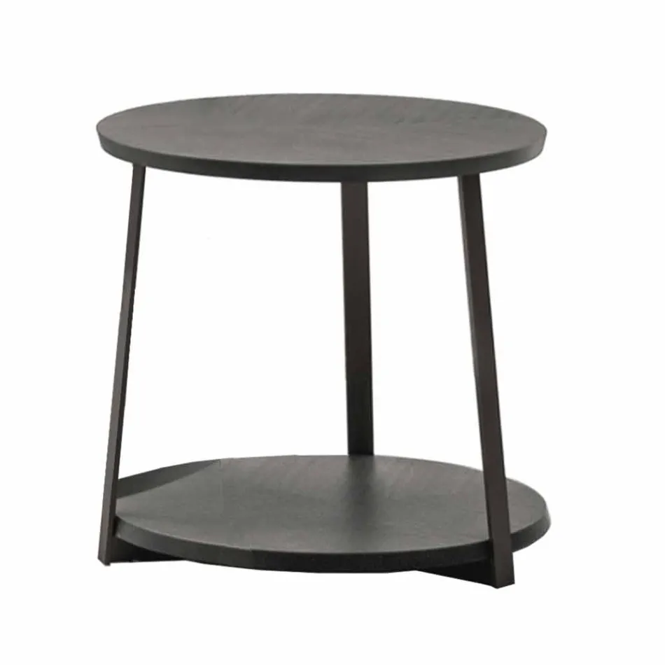 Mesa de centro redonda de MDF con estructura metálica Made in Italy - Aloe Viadurini