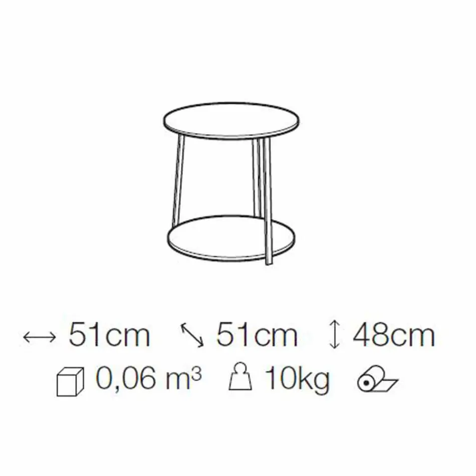 Mesa de centro redonda de MDF con estructura metálica Made in Italy - Aloe Viadurini