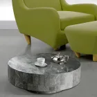 Mesa de centro redonda moderna en piedra fósil - Vermont Viadurini