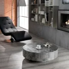 Mesa de centro redonda moderna en piedra fósil - Vermont Viadurini