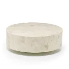 Mesa de centro redonda moderna en piedra fósil - Vermont Viadurini