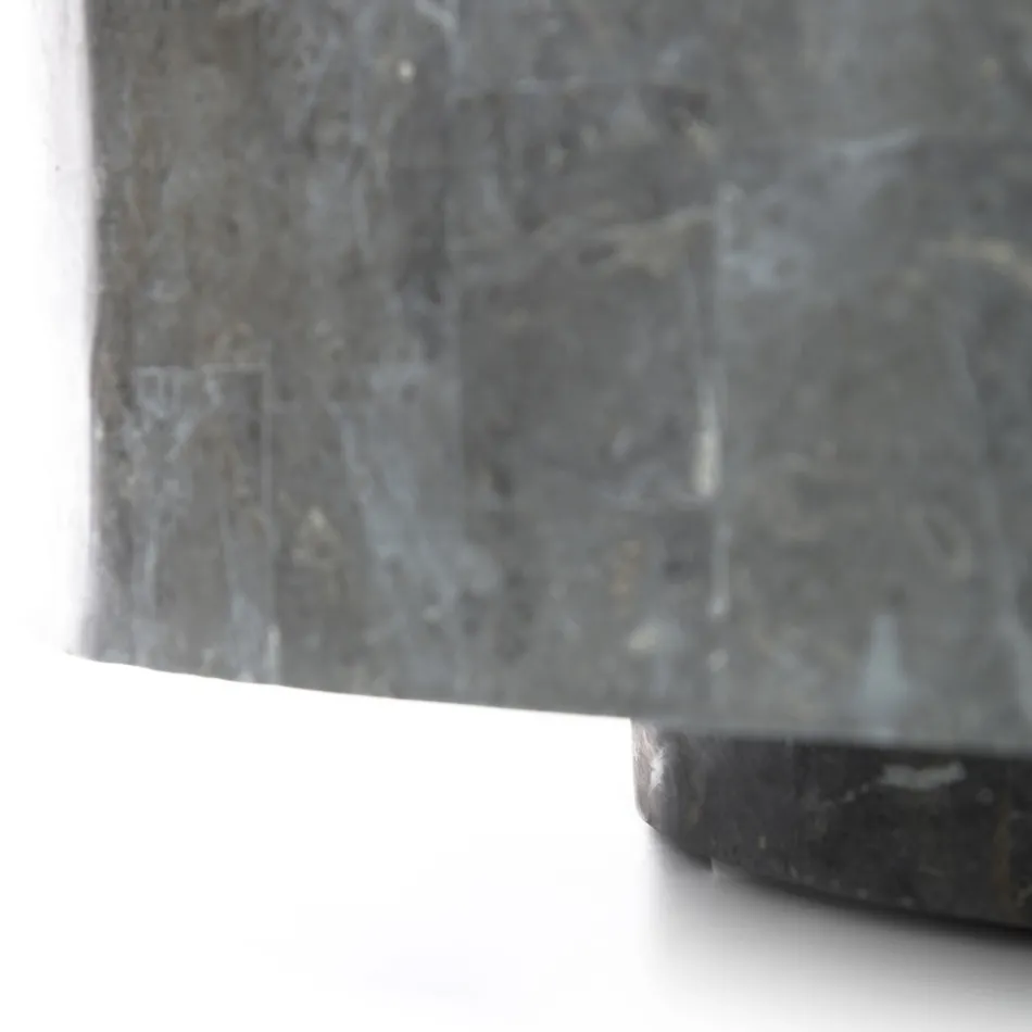 Mesa de centro redonda moderna en piedra fósil - Vermont Viadurini