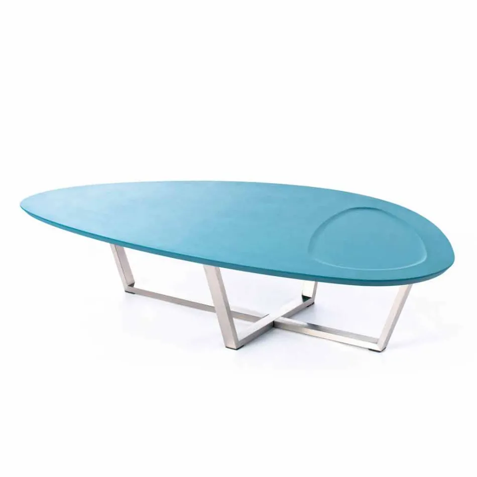 Mesa de salón moderna en forma de Mdf y metal cromado - Pimpa Viadurini