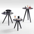 Mesa de centro redonda de madera lacada en negro gris Made in Italy - Stuttgart Viadurini