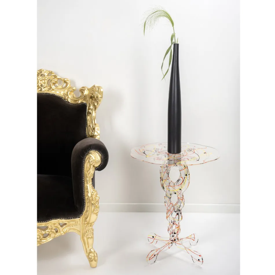 Mesa de centro redonda de plexiglás transparente y tapa de color - Phosphorus Viadurini