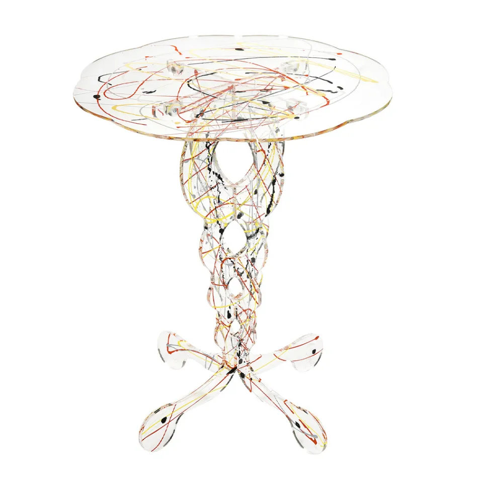 Mesa de centro redonda de plexiglás transparente y tapa de color - Phosphorus Viadurini