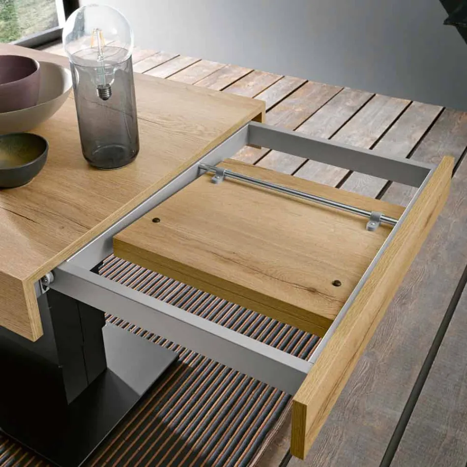 Mesa de centro transformable en madera y acero Made in Italy - Demetro Viadurini