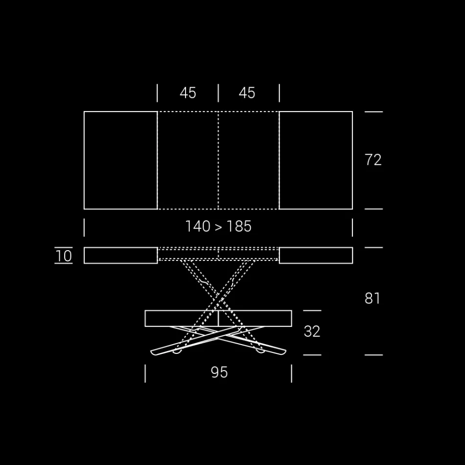 Mesa de centro transformable en madera y metal, Made in Italy - Sanrocco Viadurini