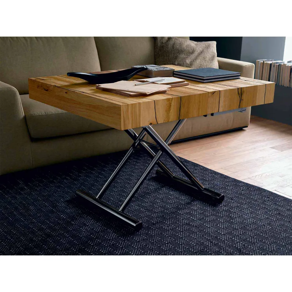 Mesa de centro transformable en madera maciza Made in Italy - Trabucco Viadurini