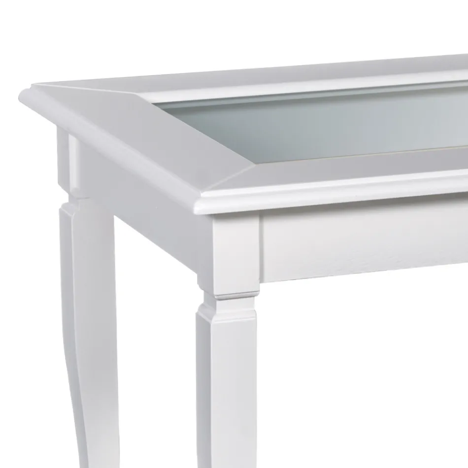 Mesita de salón con tablón de anuncios de cristal Made in Italy - Demetra Viadurini