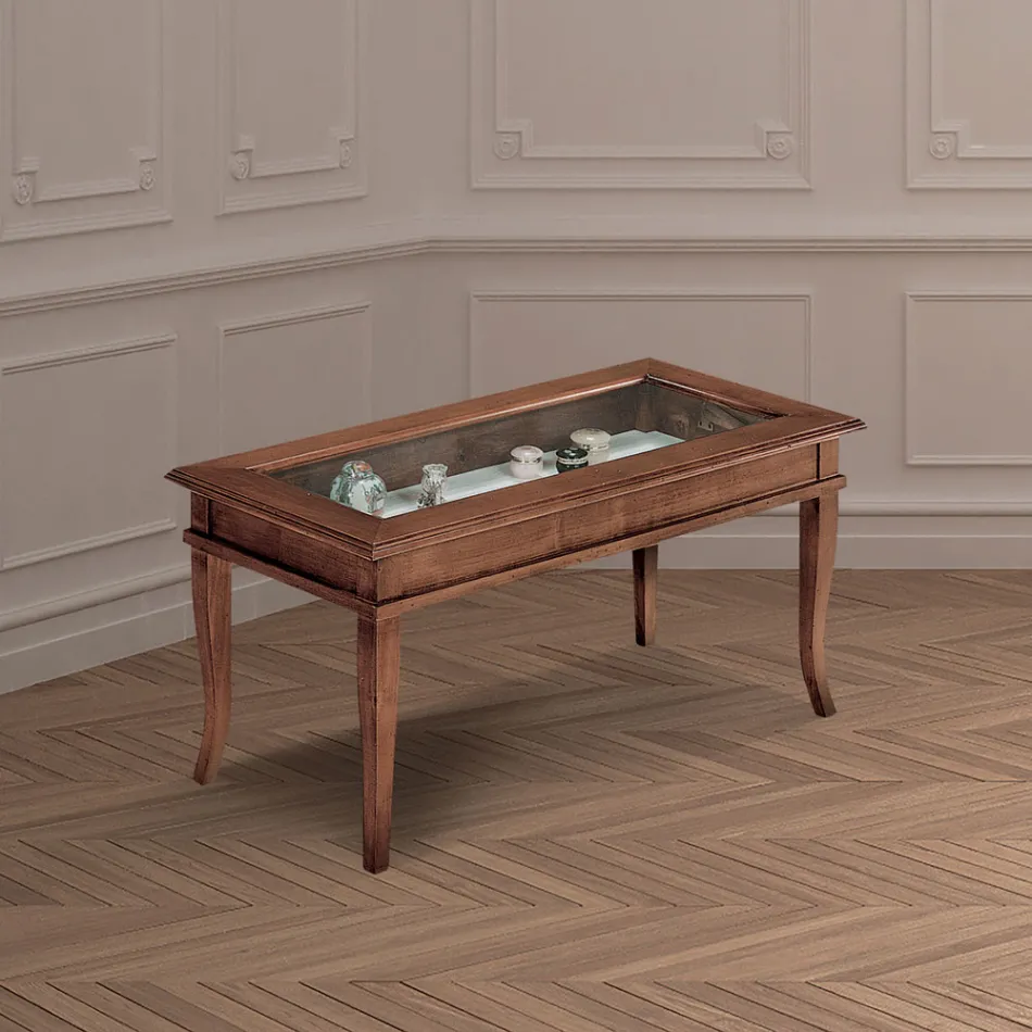 Mesita de salón con tablón de anuncios de cristal Made in Italy - Demetra Viadurini