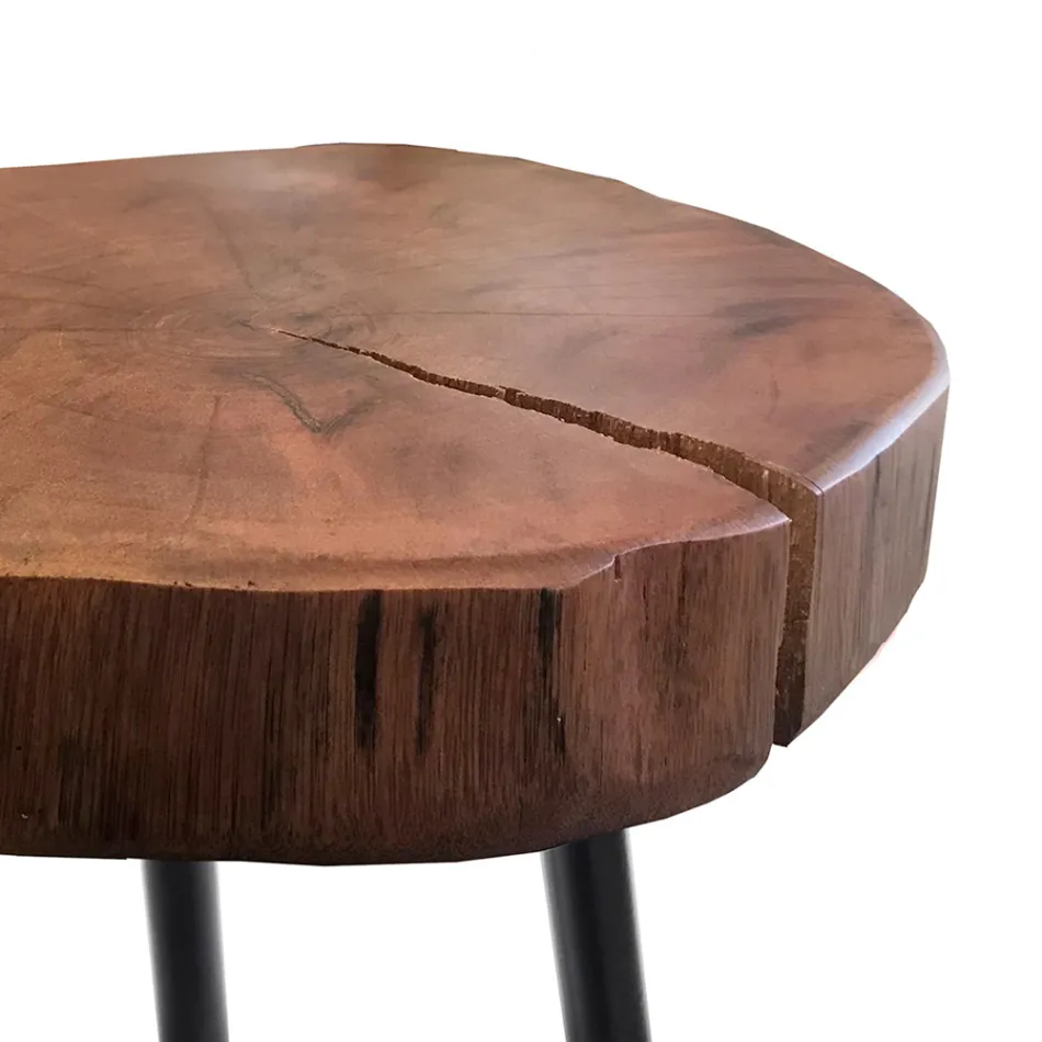 Mesita de salón con patas de metal y tapa de madera maciza - Cerdeña Viadurini