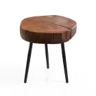 Mesita de salón con patas de metal y tapa de madera maciza - Cerdeña Viadurini