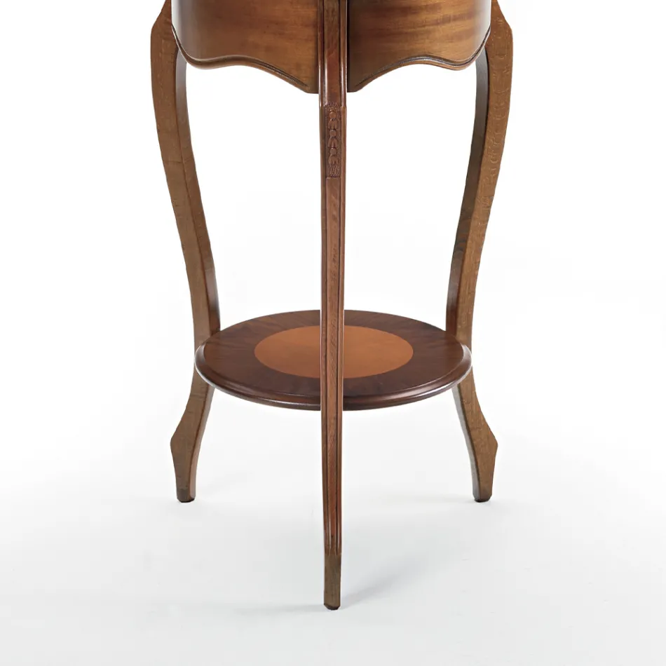 Mesa de centro de salón con incrustaciones de cerezo patinado Made in Italy - Irno Viadurini