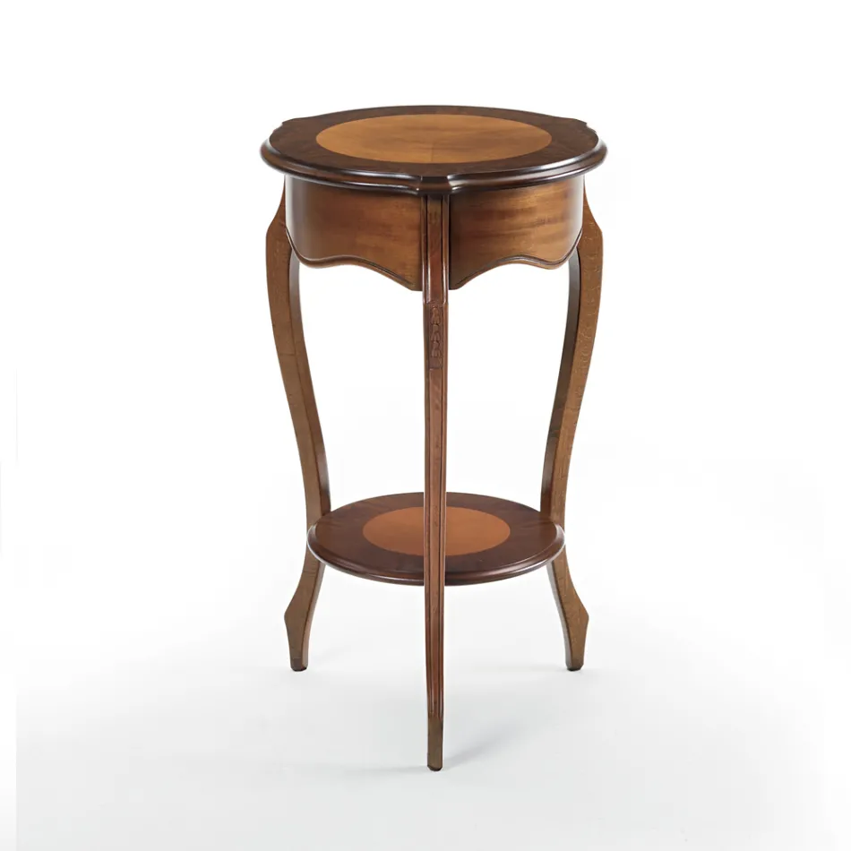 Mesa de centro de salón con incrustaciones de cerezo patinado Made in Italy - Irno Viadurini