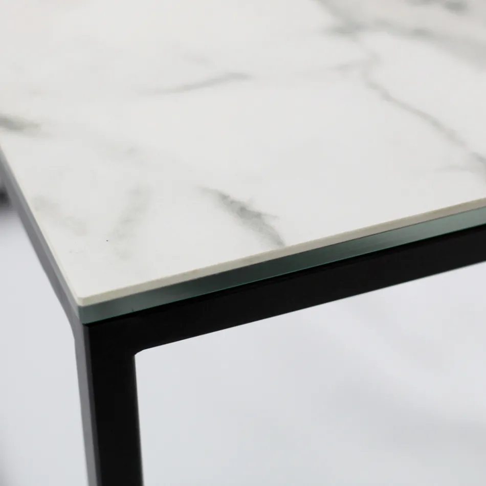 Mesa de centro de gres y acero Made in Italy - Birba Viadurini