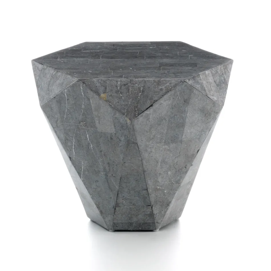 Mesa de Centro de Salón Íntegramente en Piedra Fósil Diferentes Acabados - Air Viadurini