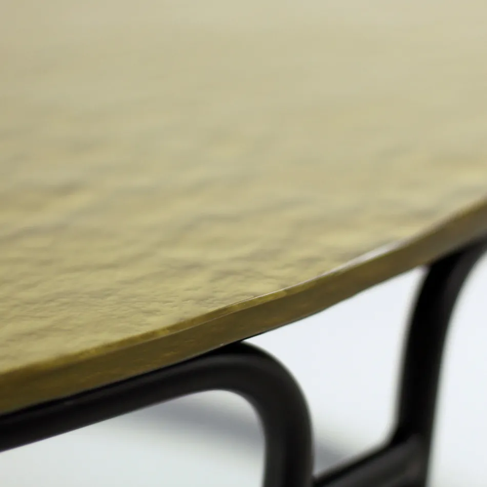 Mesa de centro con tapa de vidrio y base redonda Made in Italy - Tullia Viadurini