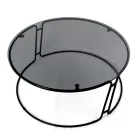 Mesa de centro con tapa de vidrio y base redonda Made in Italy - Tullia Viadurini