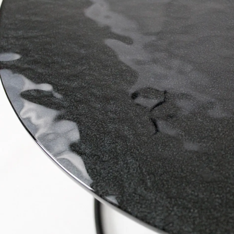 Mesa de centro con tapa de vidrio y base redonda Made in Italy - Tullia Viadurini