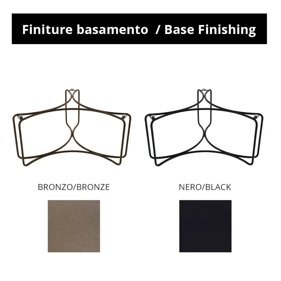 Mesa de centro redonda con 3 bases de media luna Made in Italy - Arepa Viadurini