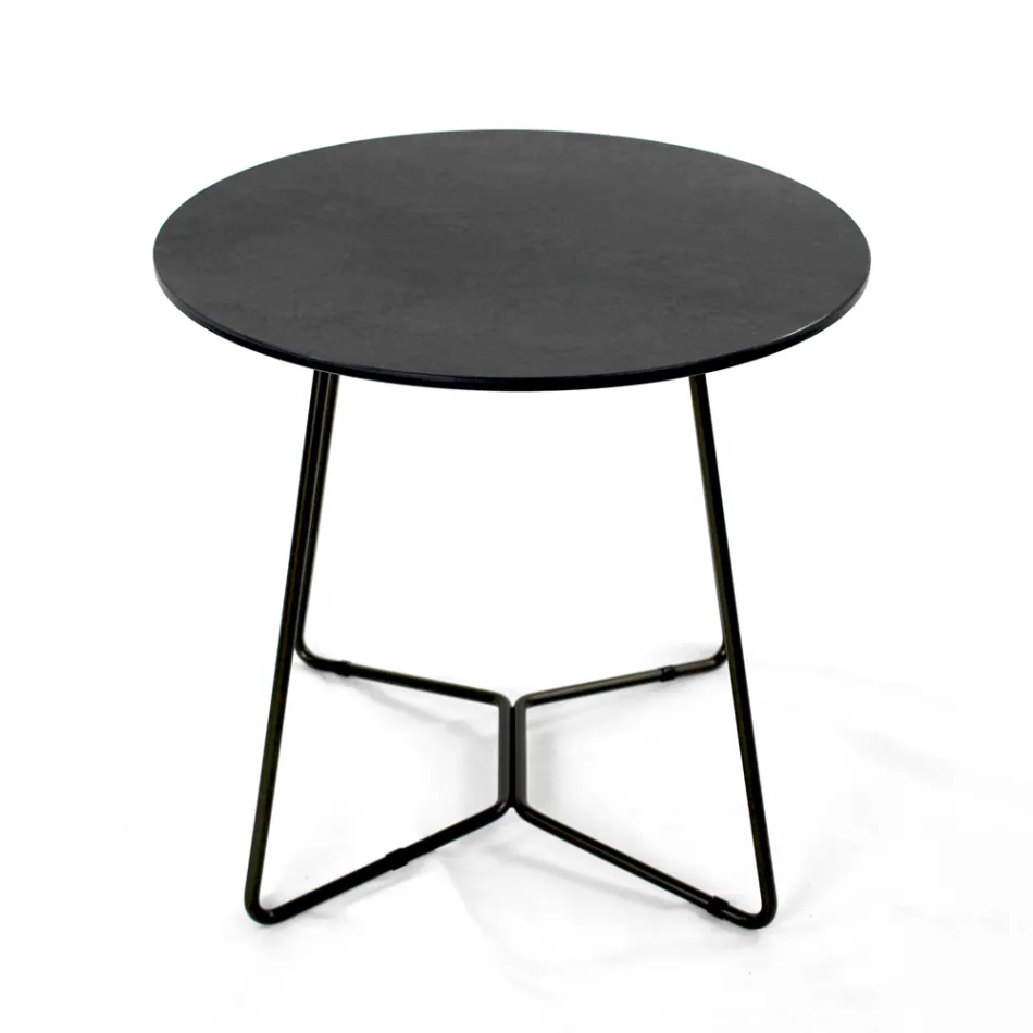 Mesa de centro redonda con tapa de gres porcelánico Made in Italy - Paini Viadurini