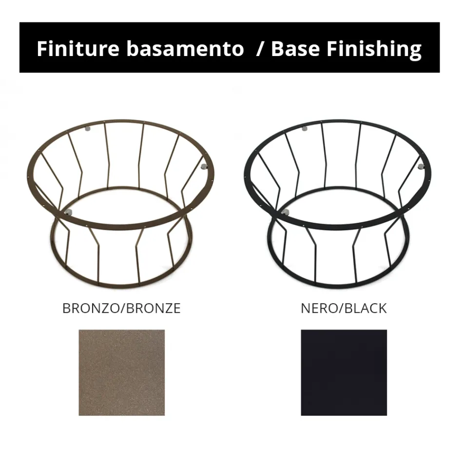 Mesa de centro redonda en acero y vidrio Made in Italy - Alisea Viadurini