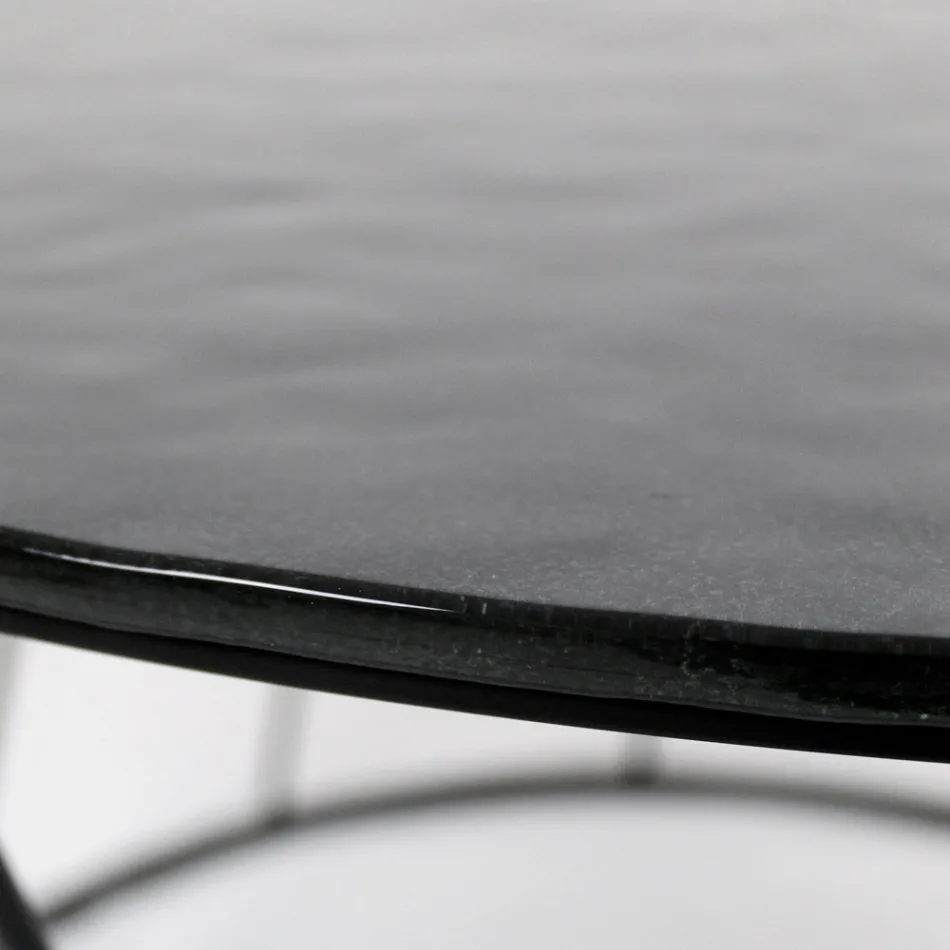 Mesa de centro redonda en acero y vidrio Made in Italy - Alisea Viadurini